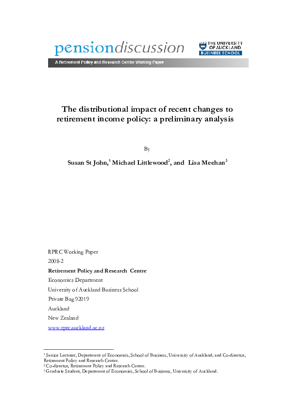 (PDF) The distributional impact of recent changes to retirement income ...