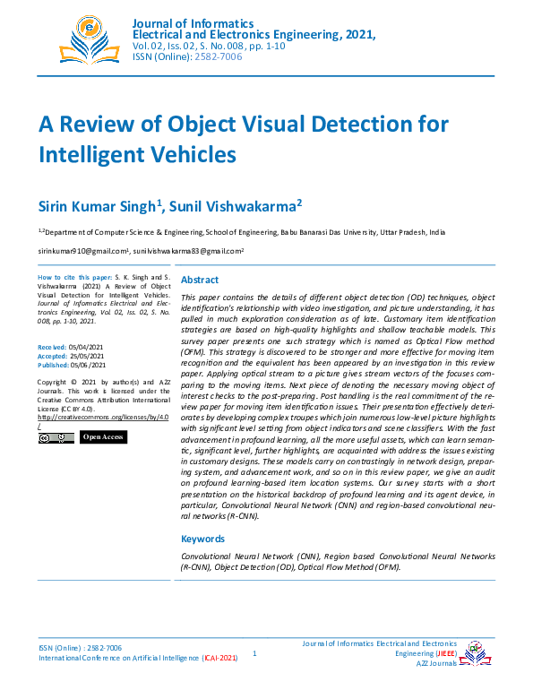 (PDF) A Review of Object Visual Detection for Intelligent Vehicles