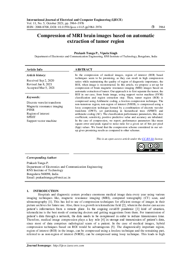 (PDF) Compression of MRI brain images based on automatic extraction of ...