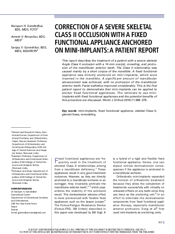  pdf correction of a severe skeletal class ii occlusion with a fixed