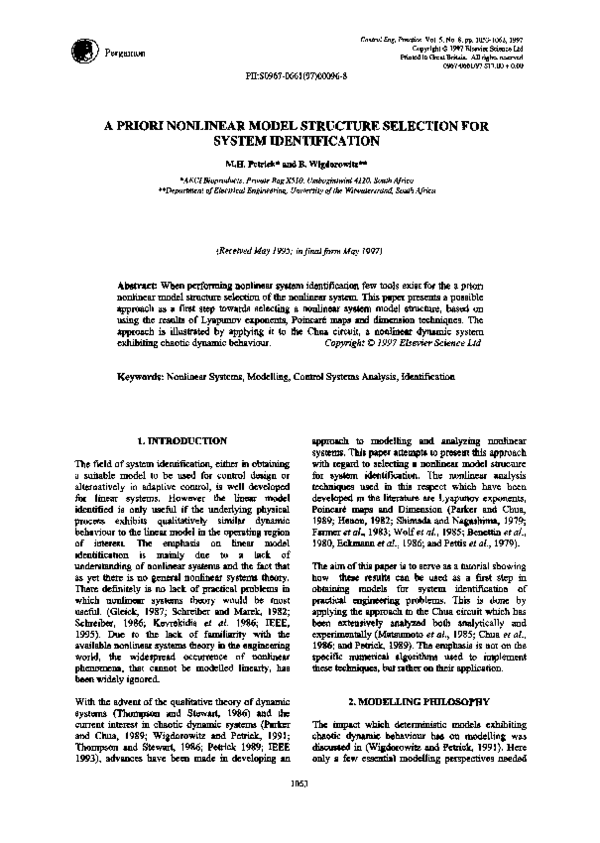 (PDF) A priori nonlinear model structure selection for system ...
