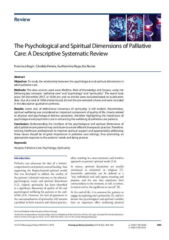 (PDF) The Psychological and Spiritual Dimensions of Palliative Care: A ...