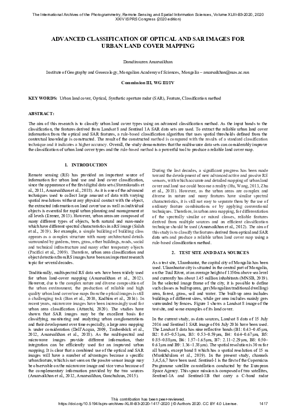 (PDF) Advanced Classification of Optical and Sar Images for Urban Land ...