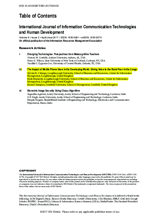(PDF) The Impact of Mobile Phone Uses in the Developing World