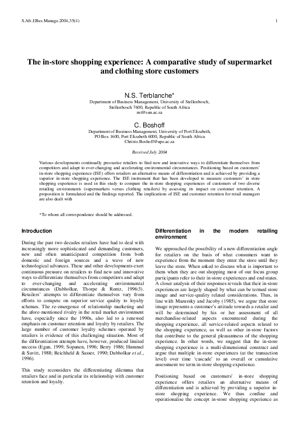 (PDF) The in-store shopping experience: A comparative study of ...
