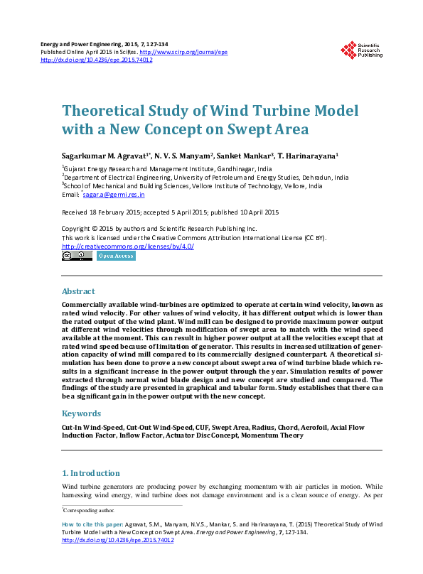 (PDF) Theoretical Study of Wind Turbine Model with a New Concept on ...