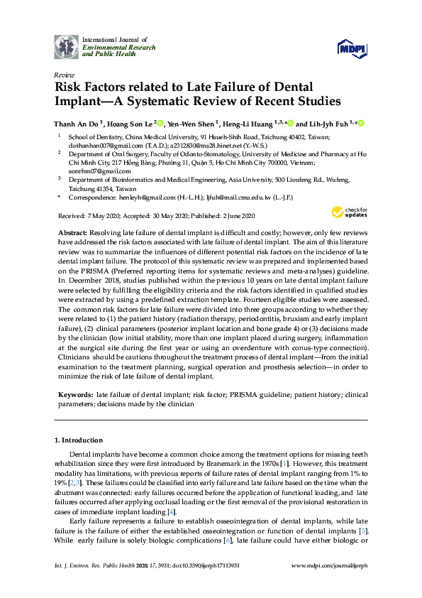 (PDF) Risk Factors related to Late Failure of Dental Implant—A ...