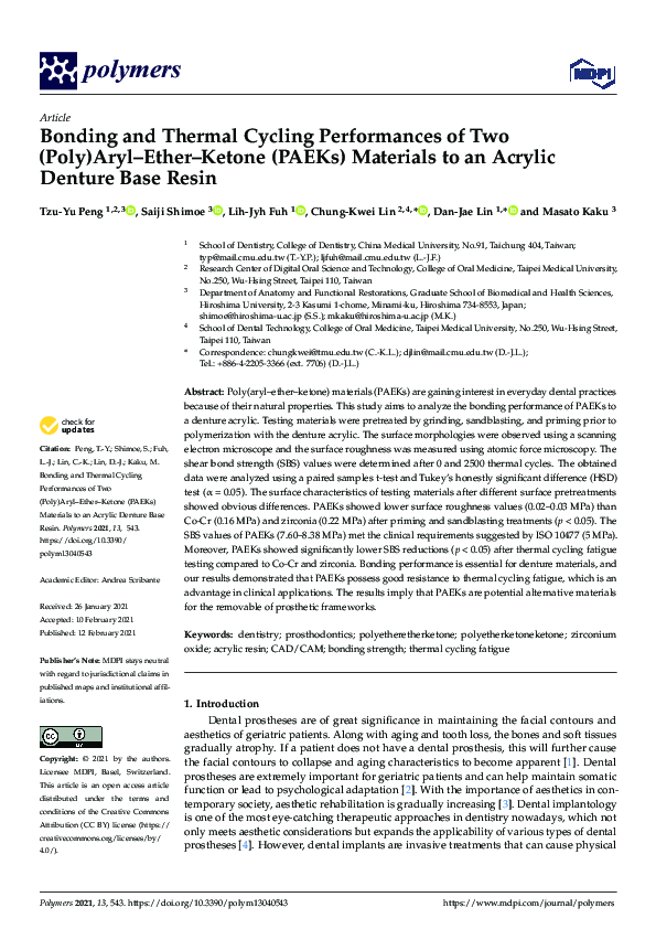 (PDF) Bonding and Thermal Cycling Performances of Two (Poly)ArylEther