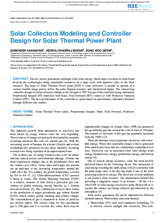 (PDF) Solar Collectors Modeling and Controller Design for Solar Thermal ...