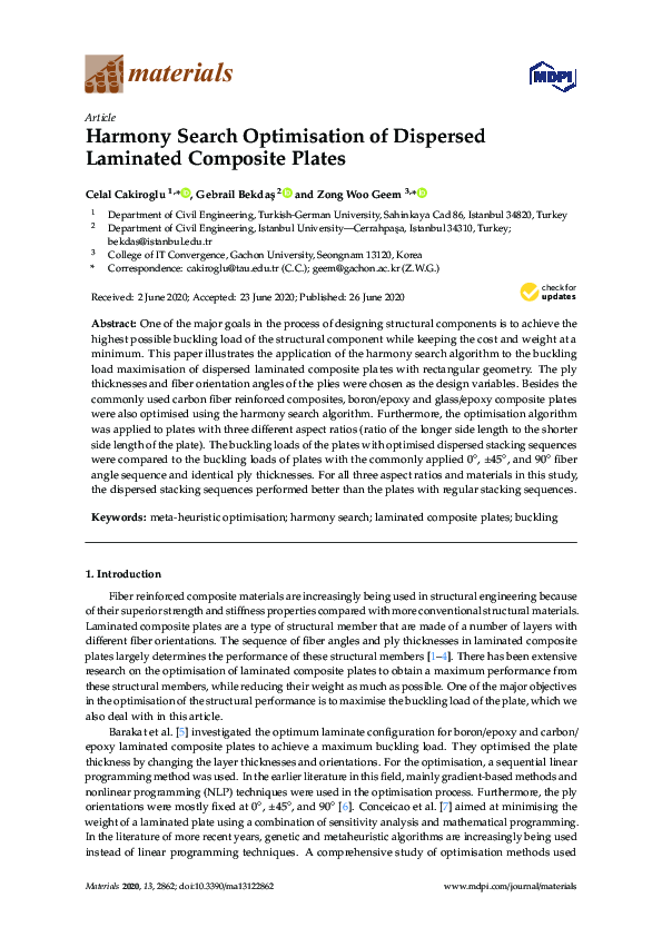(PDF) Harmony Search Optimisation of Dispersed Laminated Composite Plates