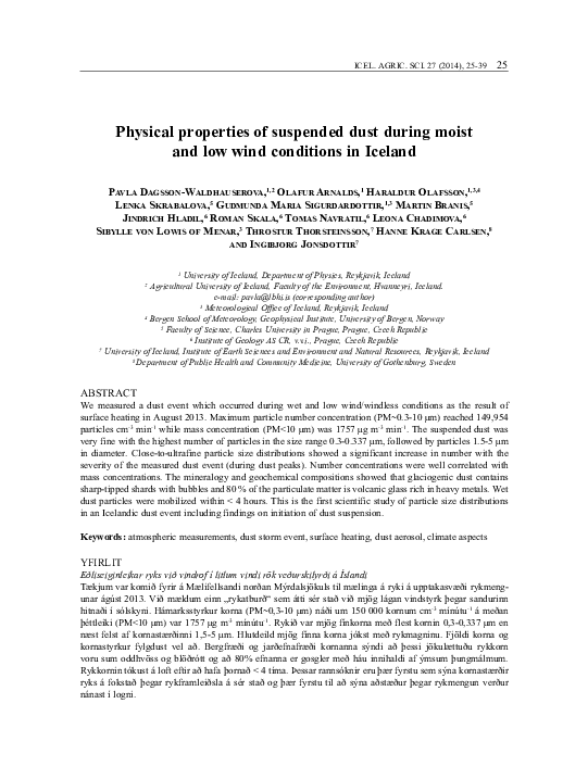 (PDF) Physical properties of suspended dust during moist and low wind ...