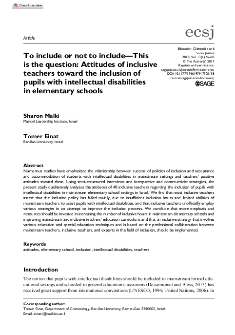 (PDF) To include or not to include—This is the question: Attitudes of ...