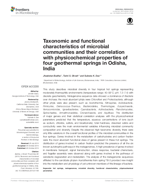 (PDF) Taxonomic and functional characteristics of microbial communities ...