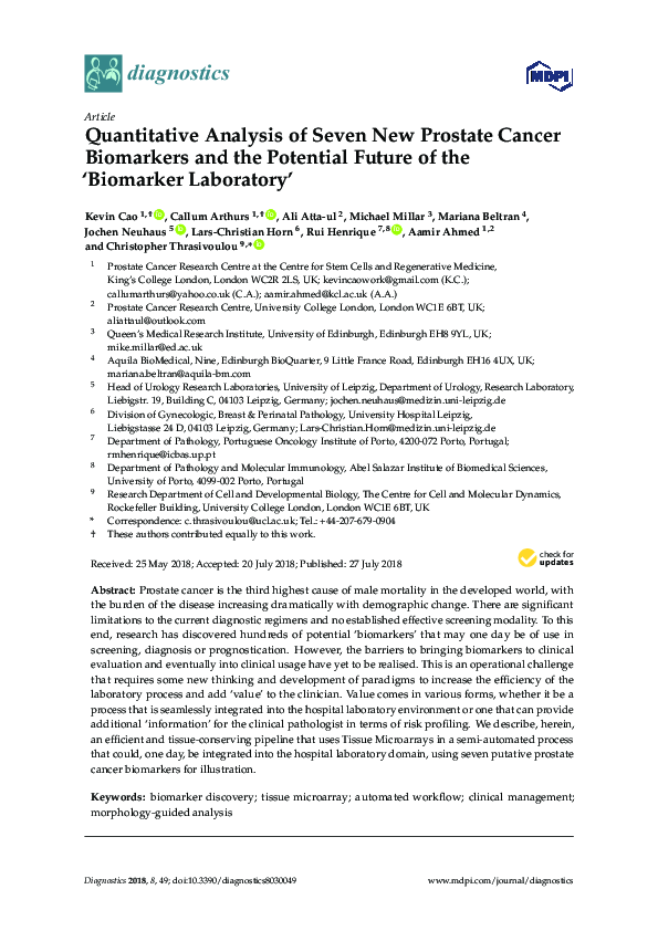 (PDF) Quantitative Analysis of Seven New Prostate Cancer Biomarkers and ...