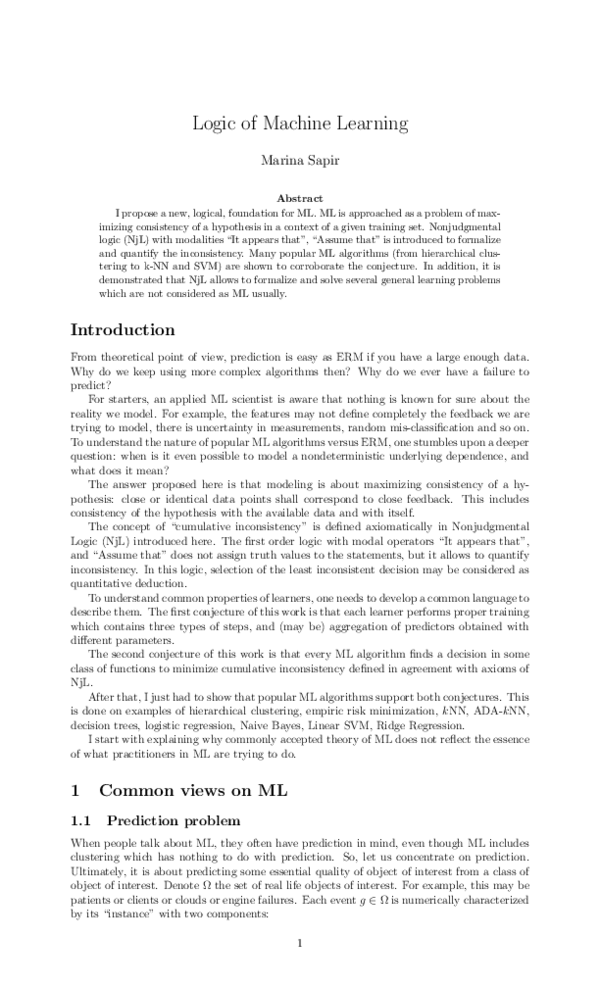 (PDF) Logic of Machine Learning