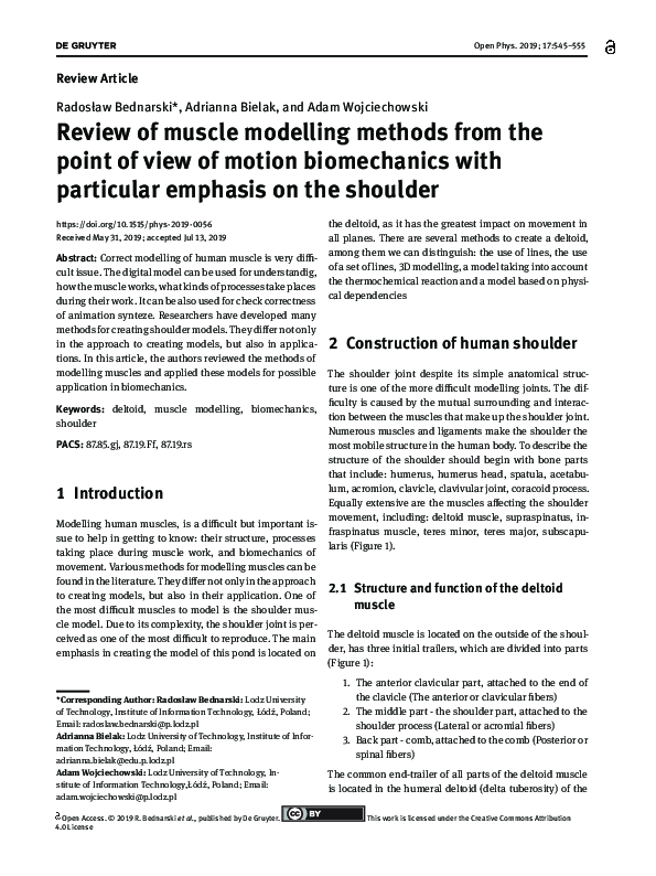 (PDF) Review of muscle modelling methods from the point of view of ...