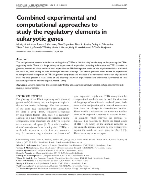 (PDF) Combined experimental and computational approaches to study the ...