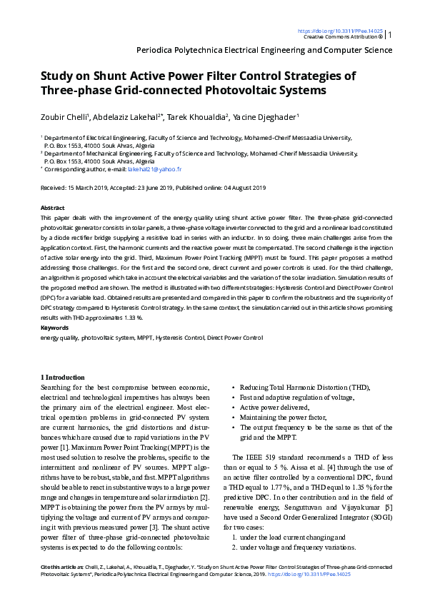 (PDF) Study on Shunt Active Power Filter Control Strategies of Three ...