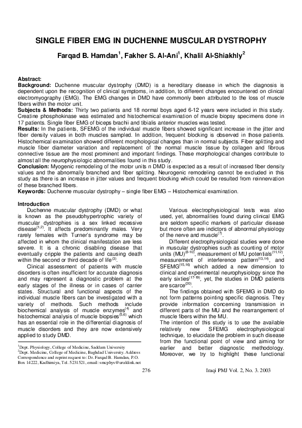 (PDF) Single Fiber Emg in Duchenne Muscular Dystrophy
