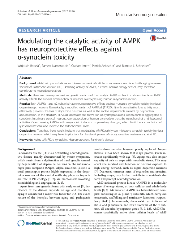 (PDF) Modulating the catalytic activity of AMPK has neuroprotective ...