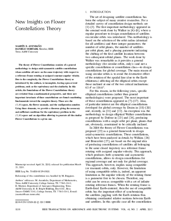 (PDF) New Insights on Flower Constellations Theory