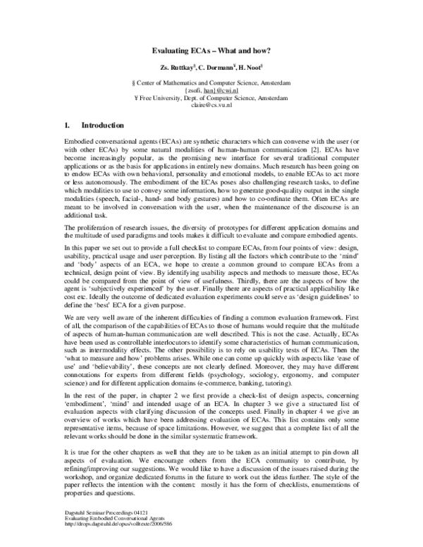 (PDF) Evaluating ECAs - What and how?