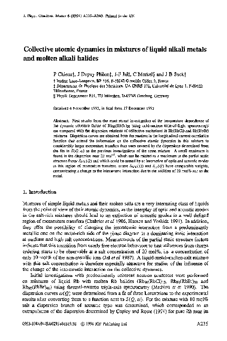 (PDF) Collective atomic dynamics in mixtures of liquid alkali metals ...