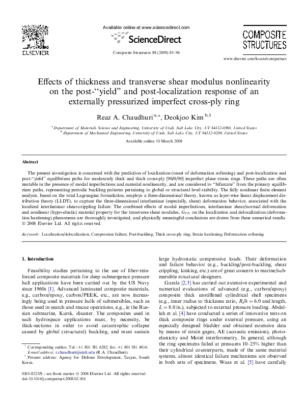 (PDF) Effects of thickness and transverse shear modulus nonlinearity on ...
