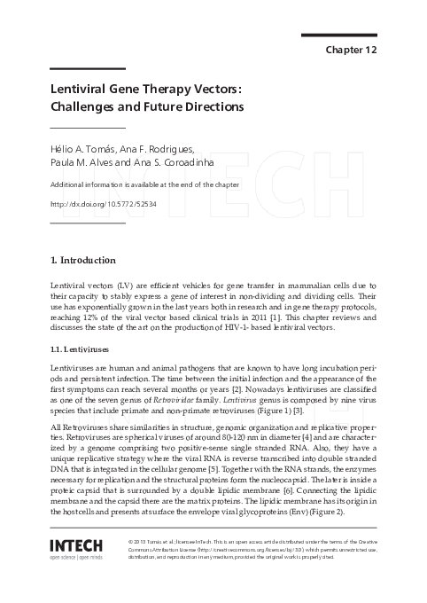 (PDF) Lentiviral Gene Therapy Vectors: Challenges and Future