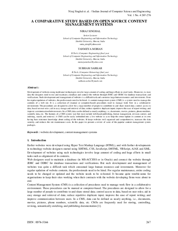 (PDF) A Comparative Study Based on Open Source Content Management Systems