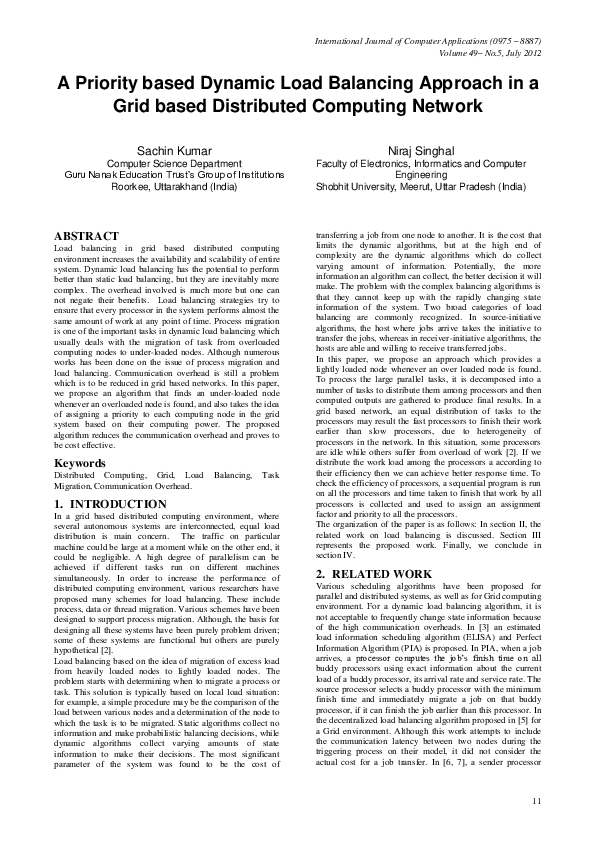 (PDF) A Priority based Dynamic Load Balancing Approach in a Grid based ...