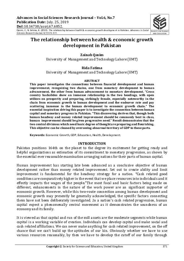 (PDF) The relationship between health economic growth development in ...