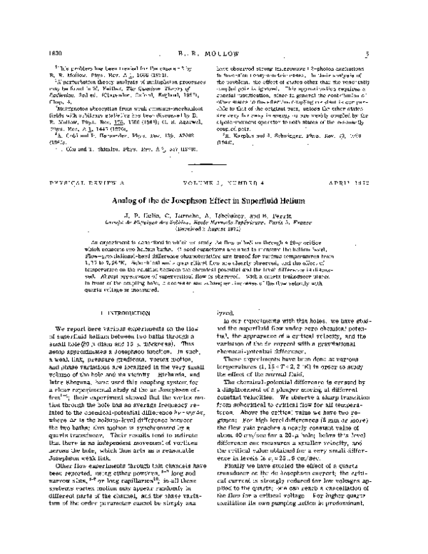 (PDF) Analog of the dc Josephson Effect in Superfluid Helium