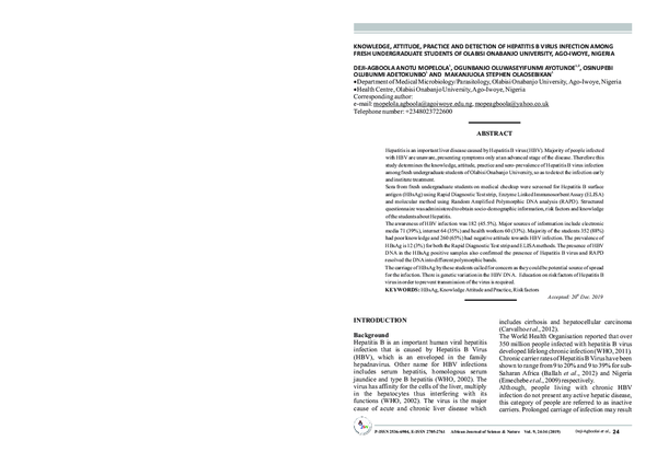 (PDF) Knowledge, Attitude, Practice and Detection of Hepatitis B Virus ...