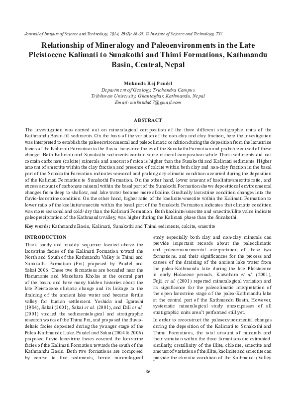 (PDF) Relationship of Mineralogy and Paleoenvironments in the Late