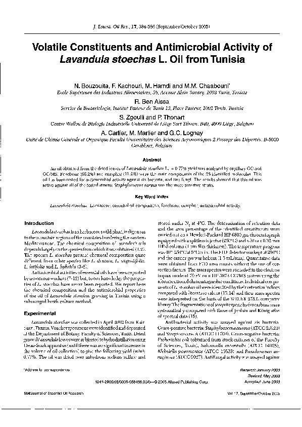 (PDF) Volatile Constituents and Antimicrobial Activity of Lavandula ...