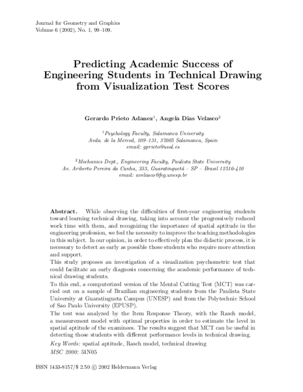 (PDF) Predicting Academic Success of Engineering Students in Technical ...