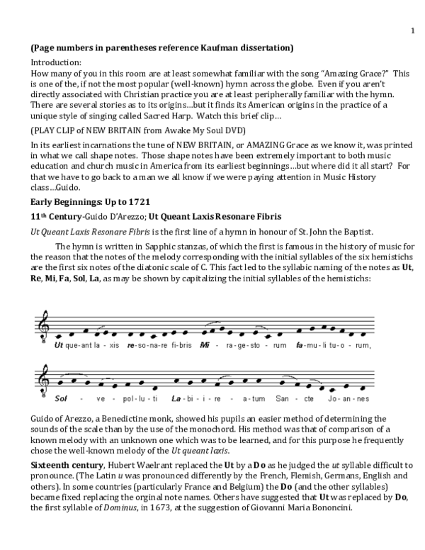 (PDF) Shaped Note Singing Presentation Notes