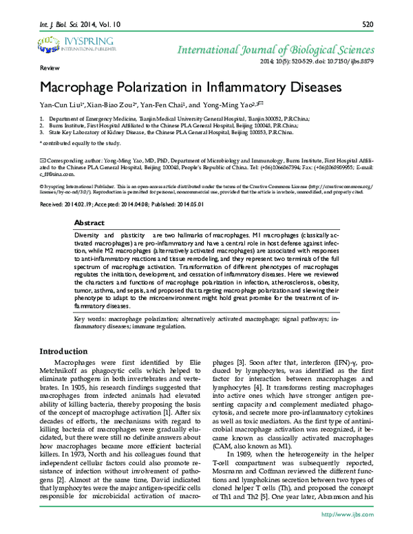 (PDF) Macrophage Polarization in Inflammatory Diseases