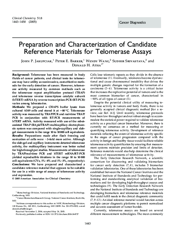 (PDF) Preparation and Characterization of Candidate Reference Materials ...