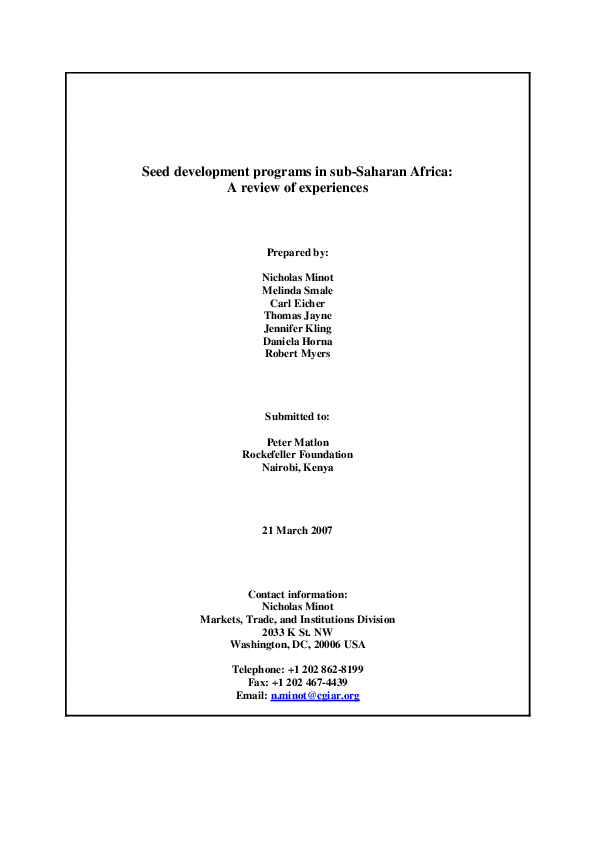 (PDF) Seed development programs in sub-Saharan Africa: A review of ...