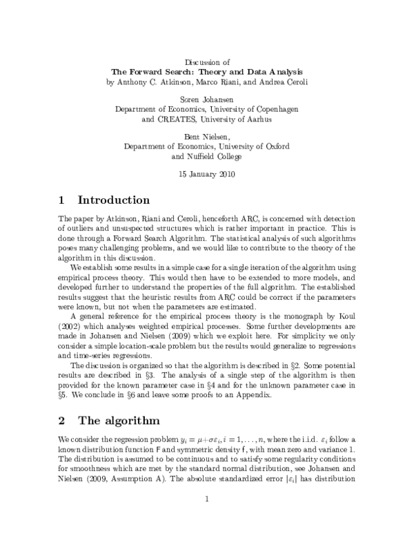(PDF) Discussion: The forward search: Theory and data analysis
