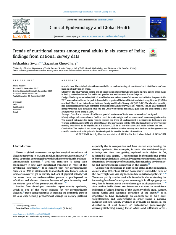 (PDF) Trends of nutritional status among rural adults in six states of ...