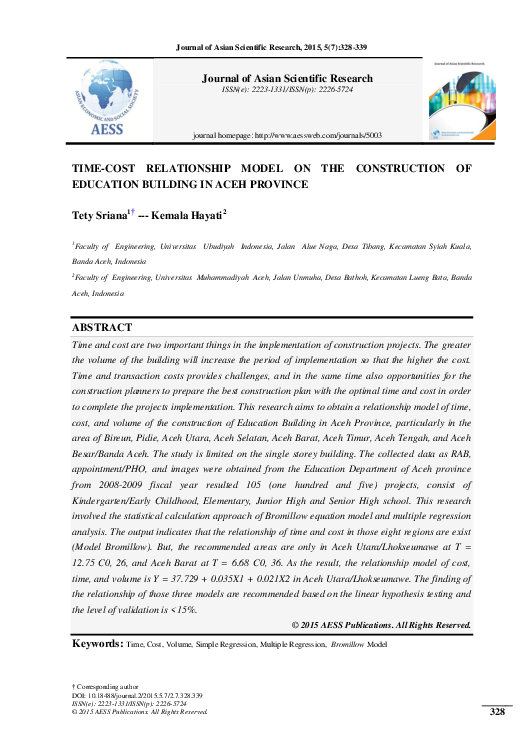 (PDF) Time-Cost Relationship Model on the Construction of Education ...