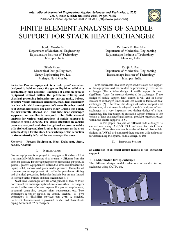 (PDF) Finite Element Analysis of Saddle Support for Stack Heat Exchanger
