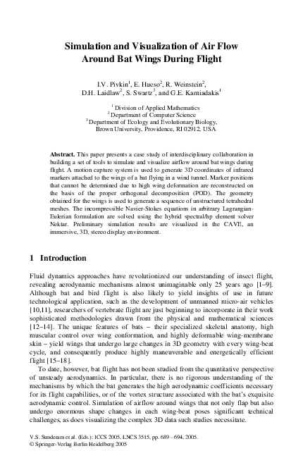 (PDF) Simulation and Visualization of Air Flow Around Bat Wings During ...