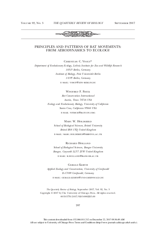 (PDF) Principles and Patterns of Bat Movements: From Aerodynamics to ...