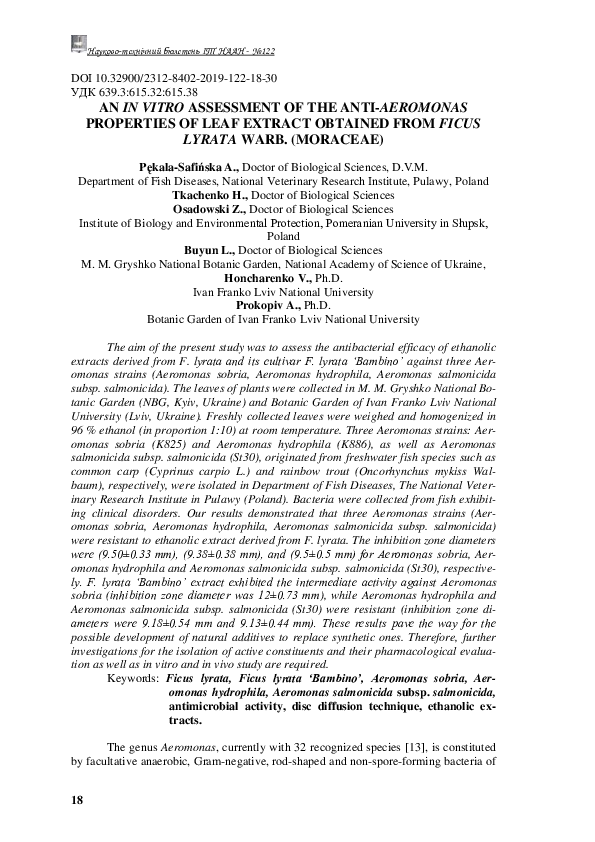 (PDF) An in Vitro Assessment of the Anti-Aeromonas Properties of Leaf ...