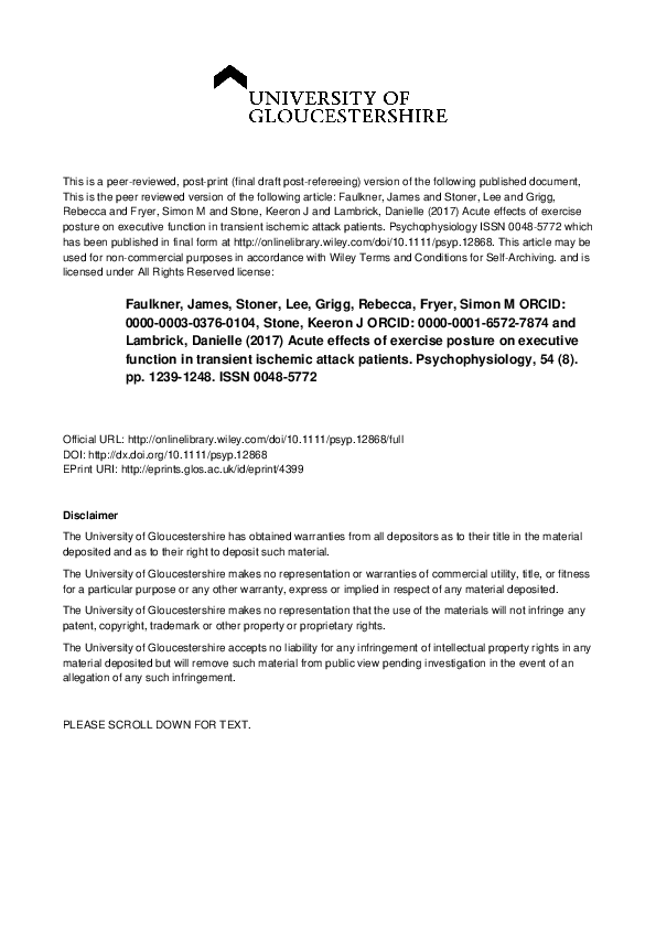 (PDF) Acute effects of exercise posture on executive function in ...