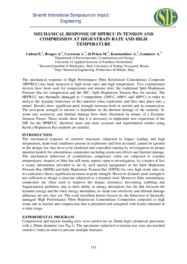 (PDF) Mechanical response of HPFRCC in tension and compression at high ...